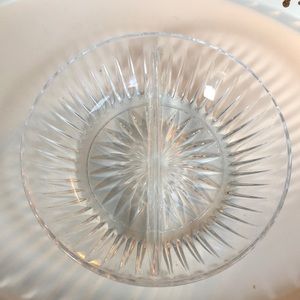 Beautiful round crystal divided serving bowl for vegetables, nuts, candy, treats